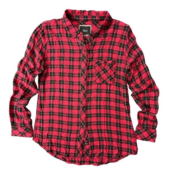Rails Hunter Plaid Button Up Shirt Red Black Rayon Cozy Flannel Casual Womens S - Picture 1 of 8